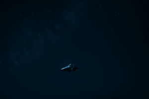 星の人影が光の中に立つ