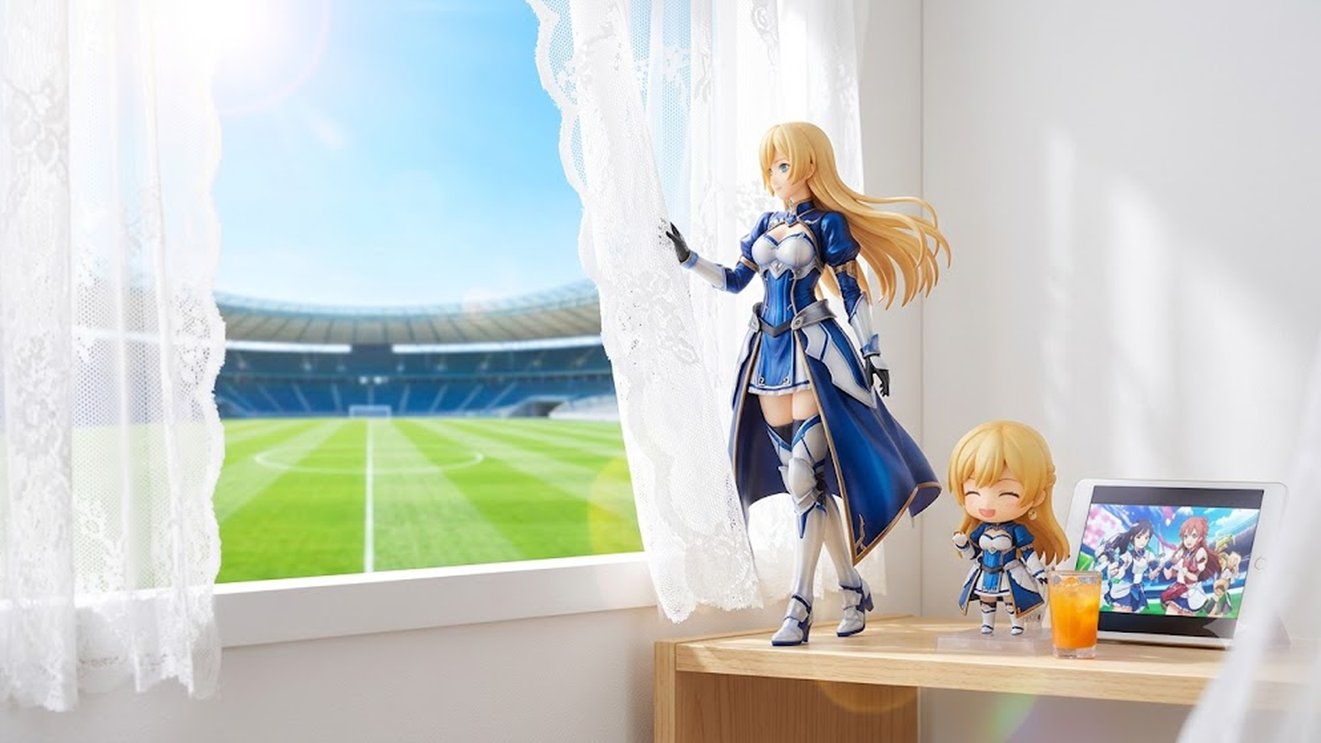 大型スケールフィギュアの展示をイメージしたAI画像