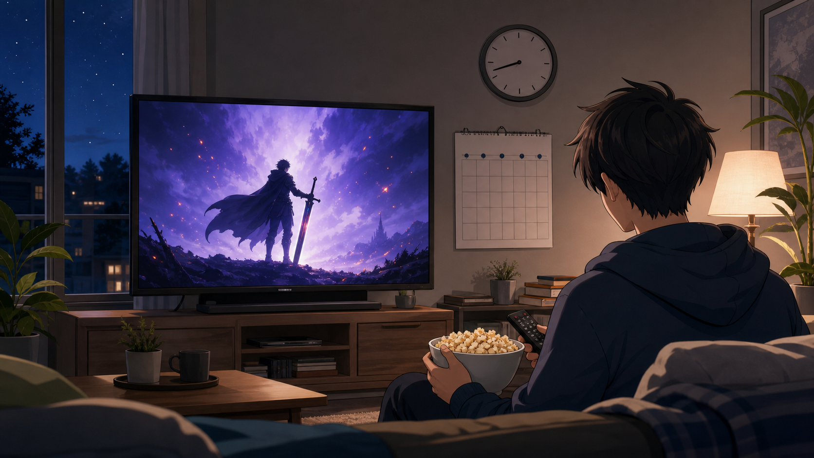 テレビ放送を待つ視聴者のAIイメージ